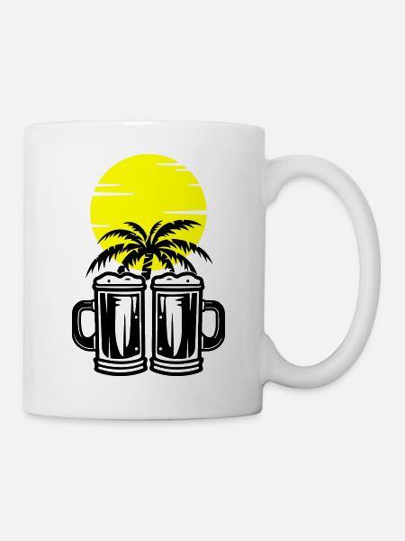Bier Palmen Insel Urlaub - Tasse - Weiß