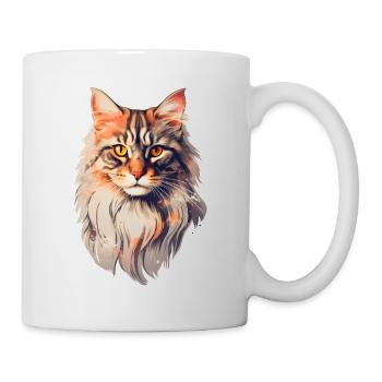 Maine Coon Cat Front View - Mug - white - Right
