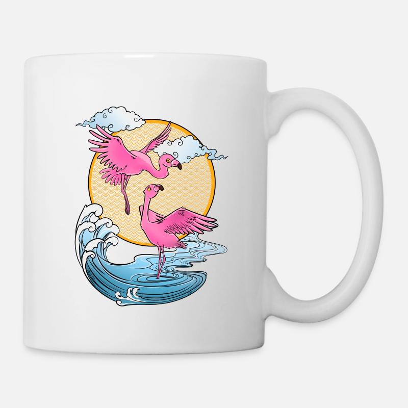 Flamingos - Sonne - Japan - Tasse - Weiß