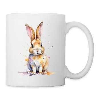 Floppy Ears & Fuzzy Charm: A Watercolor Bunny - Mug - white - Right