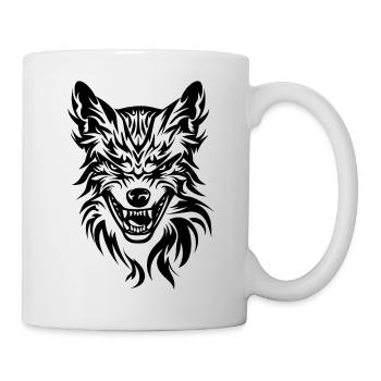 Wolf black and white - Mug - white - Right