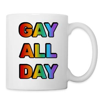 Gay All Day funny gay pride - Mug - white - Right