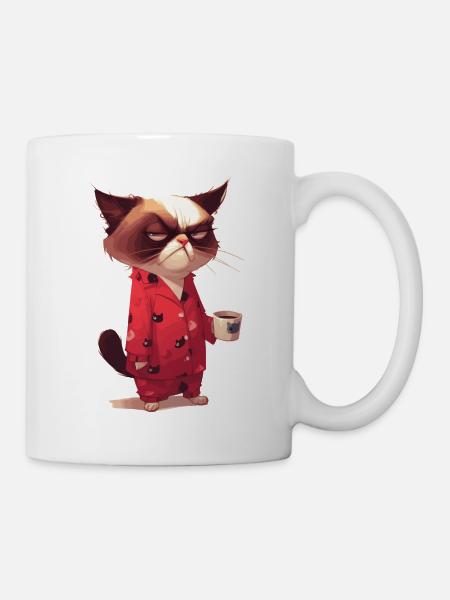 Grumpy | Katze | Genervte Katz | Kaffeeliebhaber - Tasse - Weiß