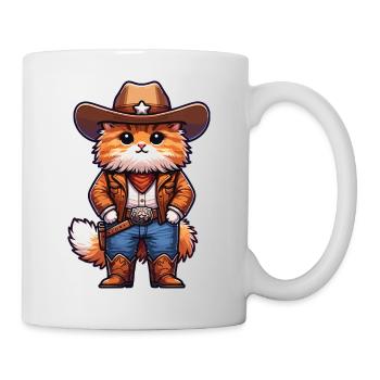 Cowboy-Katze - Tasse - Weiß - Rechts