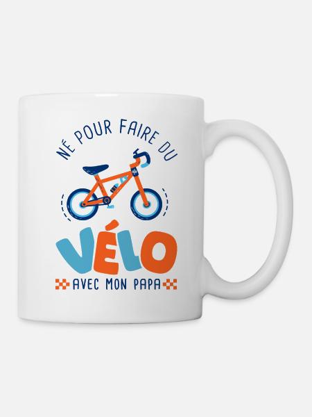 Né pour faire du vélo avec mon papa - Mug blanc - blanc