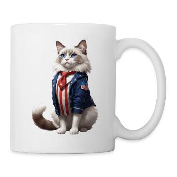 ragdoll cat in american colours, July 4th - Mug - white - Right