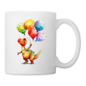 Dinosaur with colorful balloons - Mug - white - Right