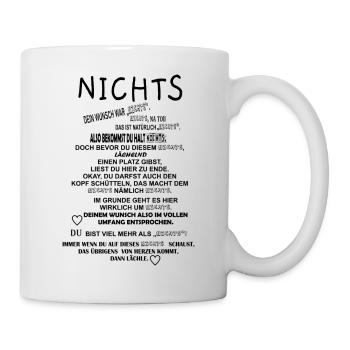 Nichts - Geschenkidee Nichts schenken Text - Tasse - Weiß - Rechts