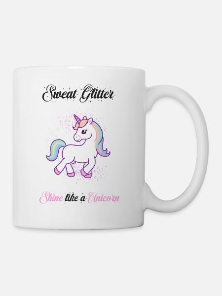 Glitter Fitness Unicorn - Mug - white