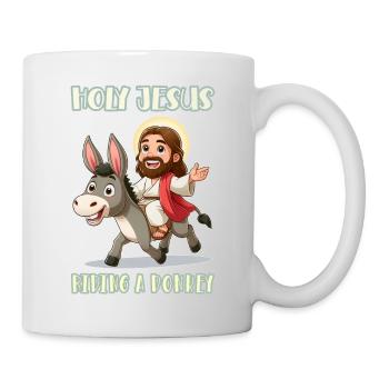 Holy Jesus riding a donkey - Mug - white - Right