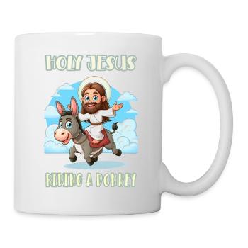 Holy Jesus riding a donkey - Mug - white - Right