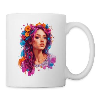 Fille aux fleurs 🌸 - Mug blanc - blanc - Droite