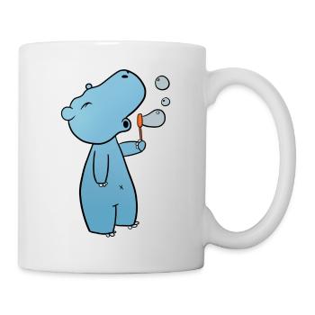 Nilpferd Seifenblasen - Tasse - Weiß - Rechts