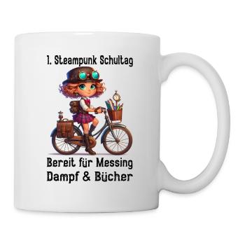 Erster Steampunk Schultag - Tasse - Weiß - Rechts