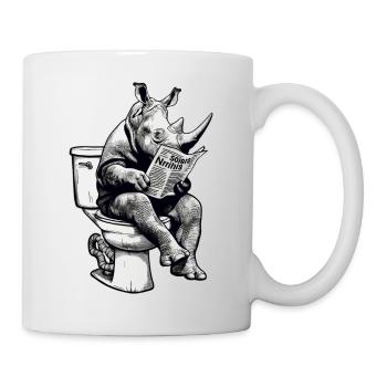 Rhino on toilet - Mug - white - Right