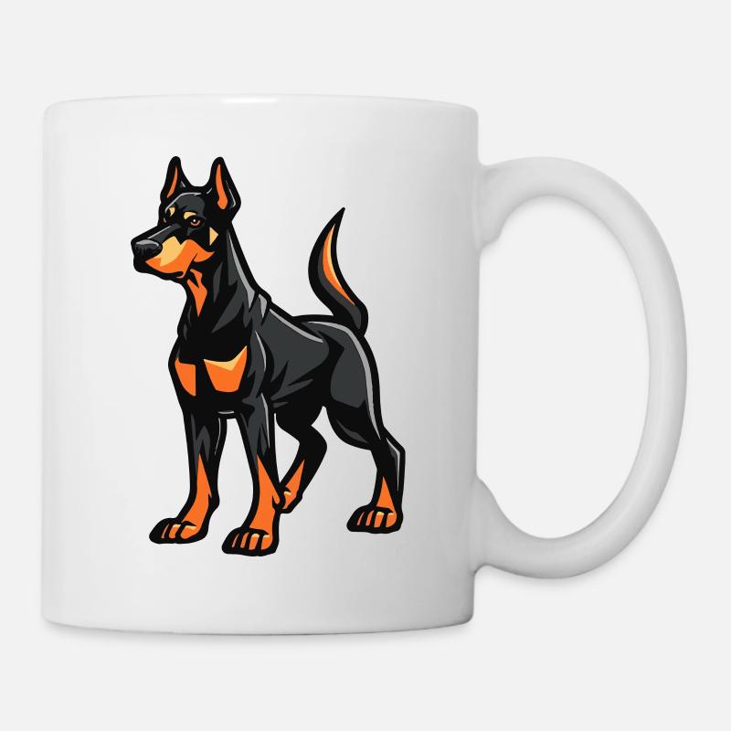 Dobermann Hund Comic - Tasse - Weiß
