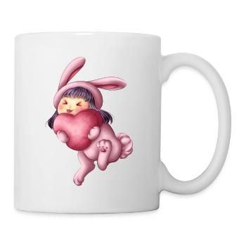 Hase Bunny Herz Heart Kawaii Niedlich Süß Cute Kid - Tasse - Weiß - Rechts