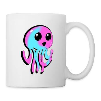 Méduse mignonne rose bleu bande dessinée/anime - Mug blanc - blanc - Droite