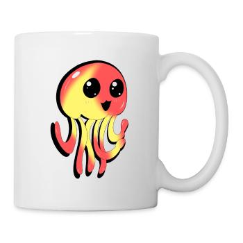 Méduse mignonne jaune rouge bande dessinée/anime - Mug blanc - blanc - Droite