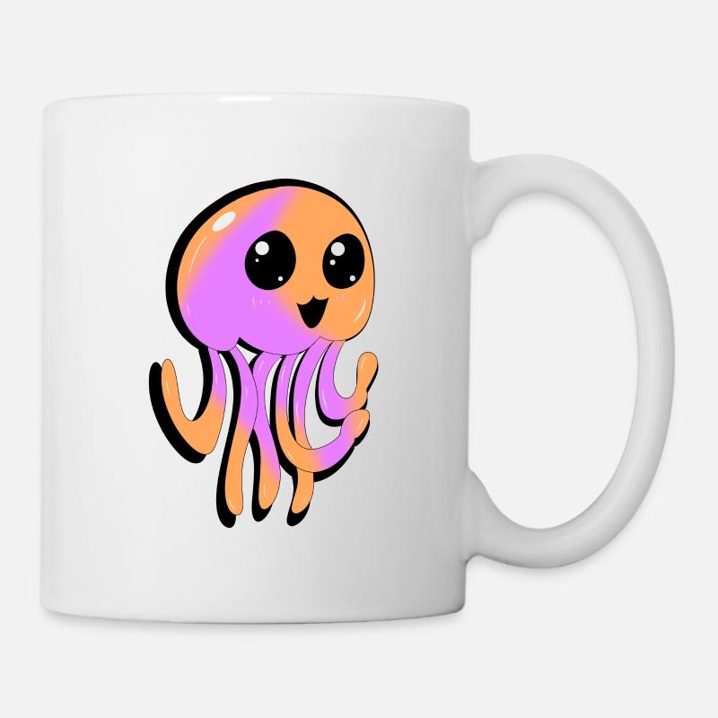 Méduse mignonne violette orange bande dessinée/anime - Mug blanc - blanc