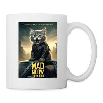Lustiges Filmplakat - Mad Meow: Furry Road - Tasse - Weiß - Rechts