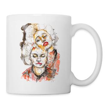 Illustration watercolor woman face red mouth - Mug - white - Right