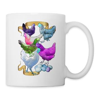 Alex' Hühner in funky Farben - Tasse - Weiß - Rechts