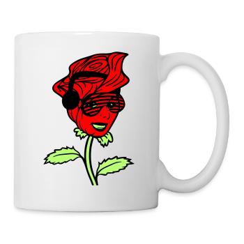 Woman DJ Rose Flower Pretty Female Face - Mug - white - Right