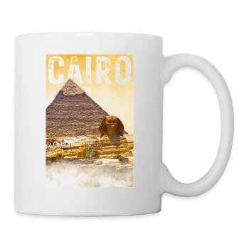 Kairo Vintage Reiseposter mit Pyramide und Sphinx - Tasse - Weiß - Rechts