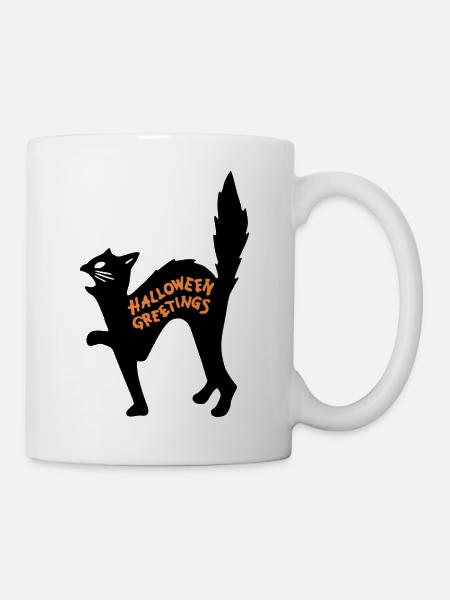 chat d'halloween - Mug blanc - blanc
