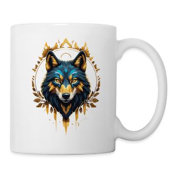 Geometrischer Goldwolf - Tasse - Weiß - Rechts