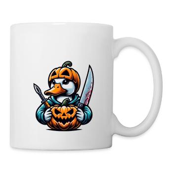 Duck with pumpkin and knife - Mug - white - Right
