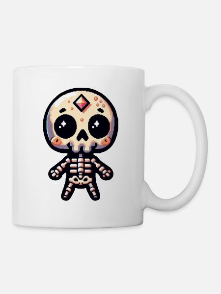 Pixelart-Skelett - Tasse - Weiß