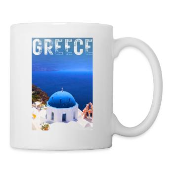 Greece Vintage Travel Poster with the City of Santorini - Mug - white - Right