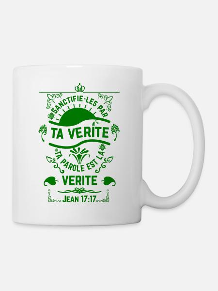 Jean 17:17 design VERT - Mug blanc - blanc