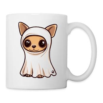 Chihuahua Hund Halloween Comic Geist - Tasse - Weiß - Rechts