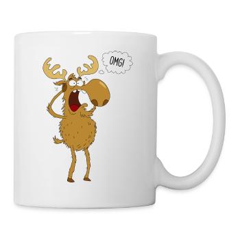 Erschrockener Elch - Tasse - Weiß - Rechts