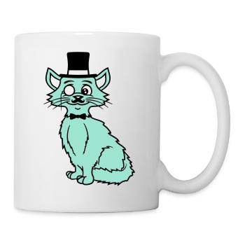 Sir Cat Gentleman Chapeau haut de forme Monocle Rich Gentleman - Mug blanc - blanc - Droite