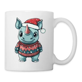 Nashorn Weihnachten Comic - Tasse - Weiß - Rechts