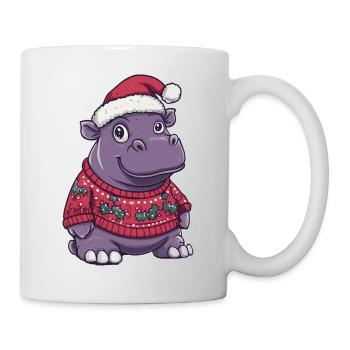 Nilpferd Weihnachten Comic - Tasse - Weiß - Rechts