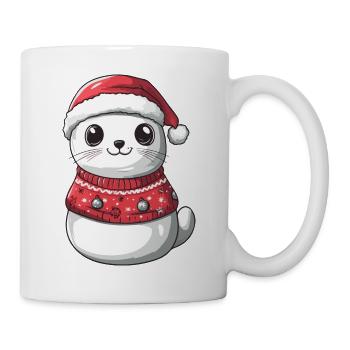 Robbe Tier Weihnachten Comic - Tasse - Weiß - Rechts