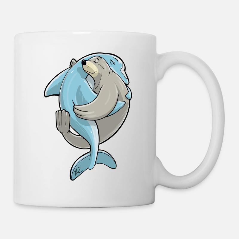 ❤️ Meilleurs amis pour toujours, phoque et dauphin - Mug blanc - blanc