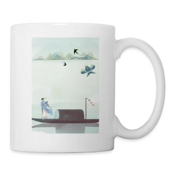 Le bateau léger a traversé d’innombrables montagnes - Mug blanc - blanc - Droite