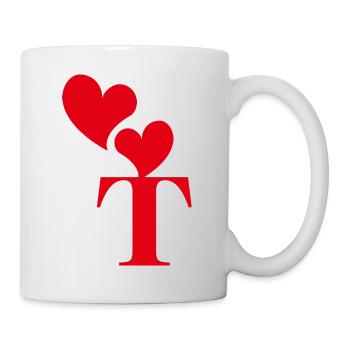 Lettre t cœur rouge - Mug blanc - blanc - Droite