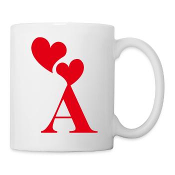 Roter Herz-Buchstabe - Tasse - Weiß - Rechts
