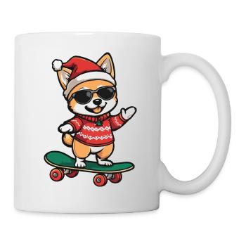 Akita Inu Chien Noël Skateboard - Mug blanc - blanc - Droite