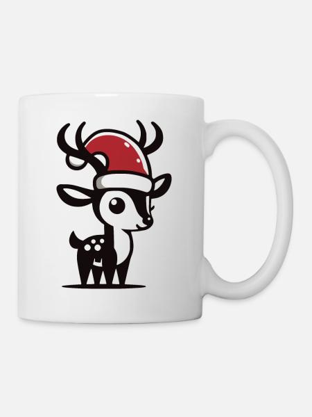 Weihnachten Reh Rentier - Tasse - Weiß