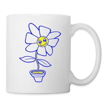 Small Flowerpot Flower Face Happy Funny - Mug - white - Right