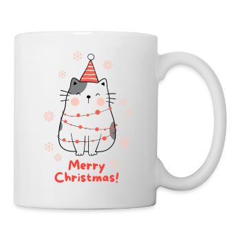 Geschmückte Katze - Tasse - Weiß - Rechts