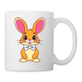 Whimsical Cartoon Rabbit with Pink Ears and Bowtie - Mug - white - Right